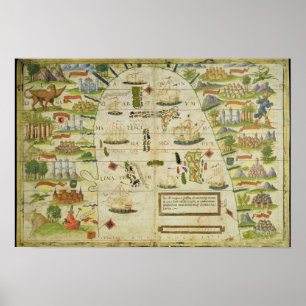 Pôster Mapa do mar da China, fax do 'Atlas Miller'