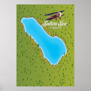Poster Mapa do Mar de Salton Califórnia EUA