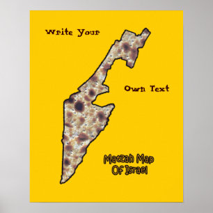 Pôster Mapa do Matzah de Israel - escreva seu próprio