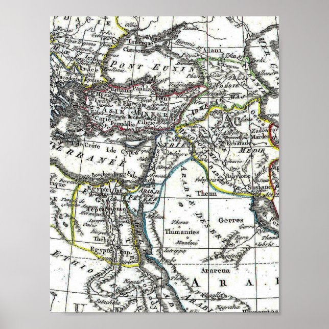 Pôster Mapa do Médio Oriente antigo (Frente)