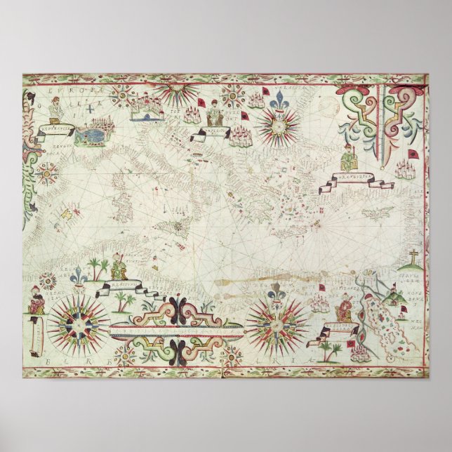 Poster Mapa do Mediterrâneo, 1625 (Frente)