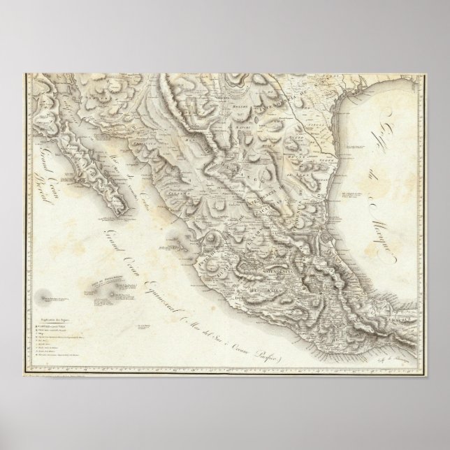 Pôster Mapa do México (Frente)