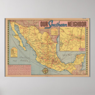 Poster Mapa do México - "Nosso Vizinho do Sul"