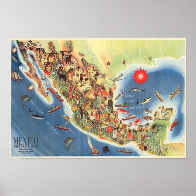 Poster Mapa do México por Miguel Gomez Medina (Frente)