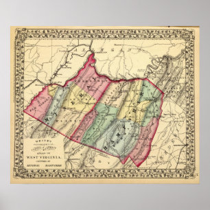 Poster Mapa do mineral, condados de Hampshire