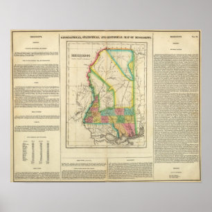 Pôster Mapa Do Mississippi
