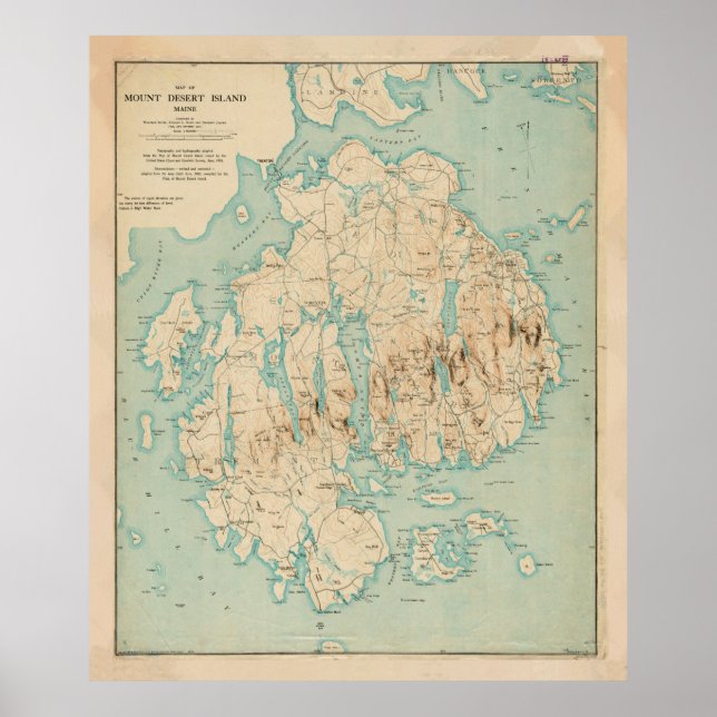 Poster Mapa do Monte Desert Island ME (1901) (Frente)