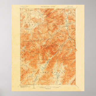 Pôster Mapa do Monte Marcy New York Topográfico Vintage