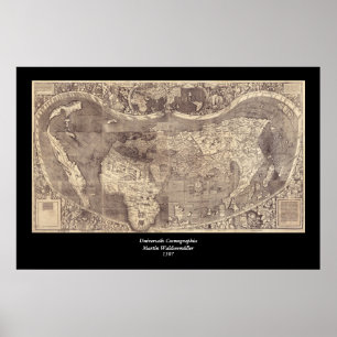 Poster Mapa do mundo 1507 de Martin Waldseemuller