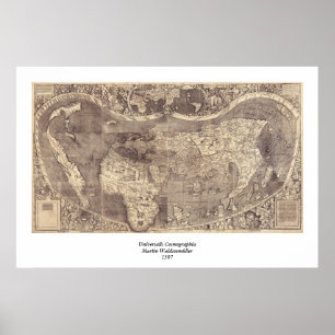 Poster Mapa do mundo 1507 de Martin Waldseemuller