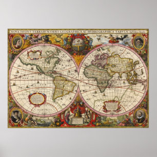 Pôster Mapa do mundo 1630