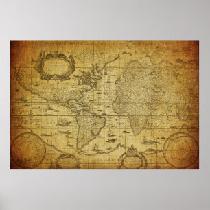 Poster mapa do mundo 1635