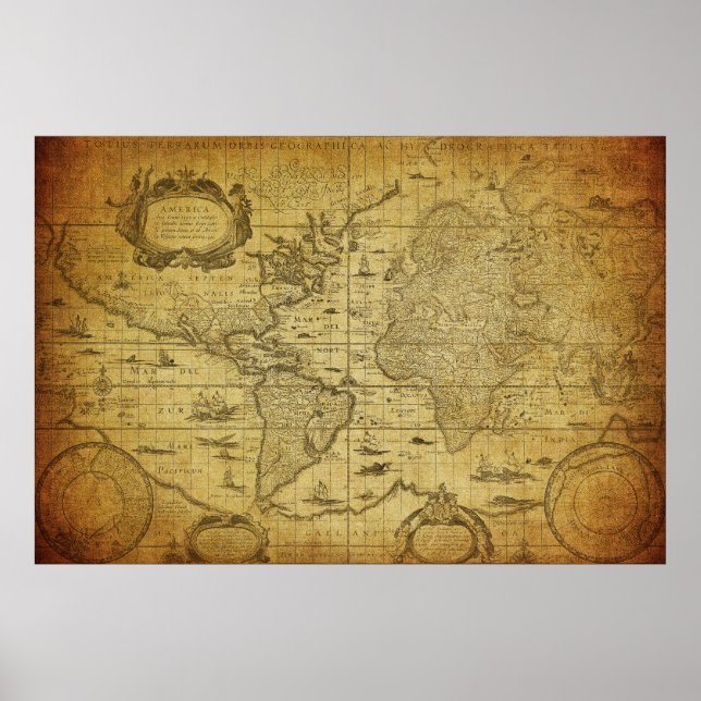 Poster mapa do mundo 1635 (Frente)