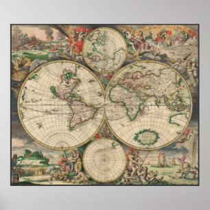 Pôster Mapa do mundo 1671