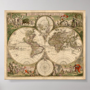 Poster Mapa do mundo 1689