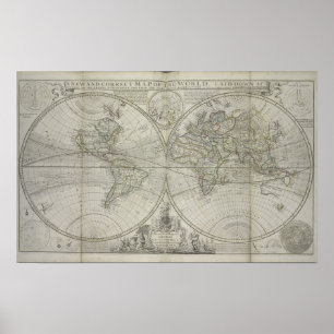 Poster Mapa do mundo 1736