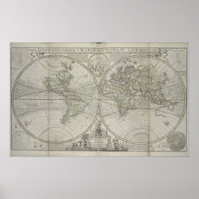 Poster Mapa do mundo | 1736 (Frente)