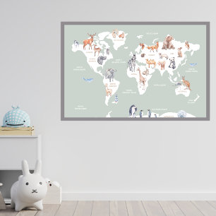 Poster Mapa do mundo animal