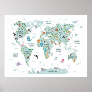 Poster Mapa do Mundo Animal
