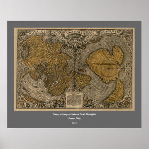 Pôster Mapa do mundo antigo do clássico 1531 pela multa