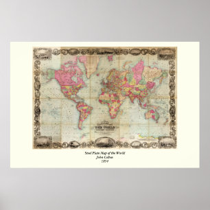 Poster Mapa do mundo antigo por John Colton, cerca de