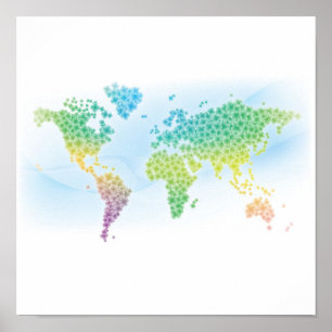 Poster Mapa do Mundo Colorido