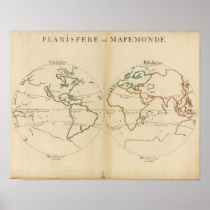 Pôster Mapa do mundo com trópicos