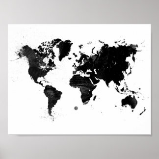Poster Mapa do mundo da Aquarela