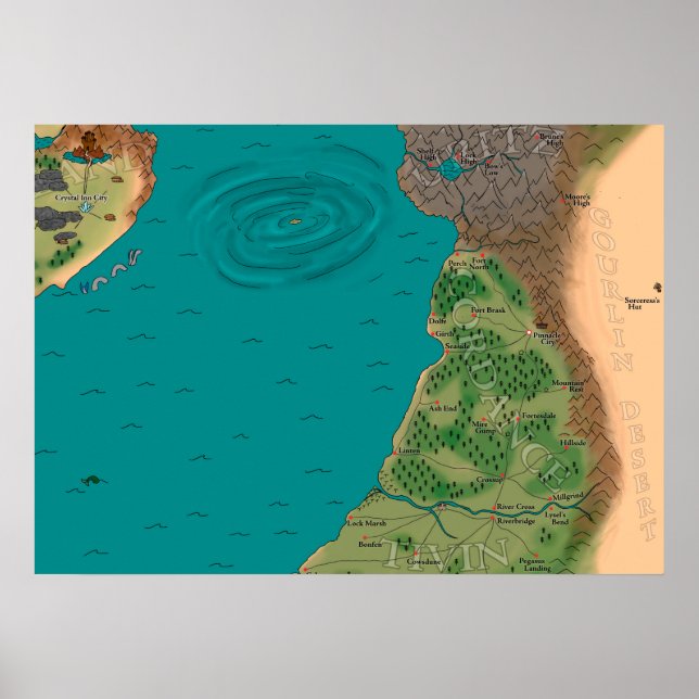 Pôster Mapa do Mundo da Sétima Noite (Frente)