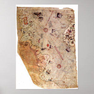 Poster Mapa do mundo de Piri Reis
