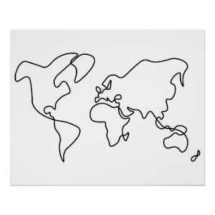 Pôster Mapa do mundo desenhado mão