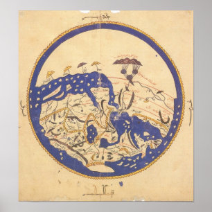 Pôster Mapa do mundo do al-Idrisi's