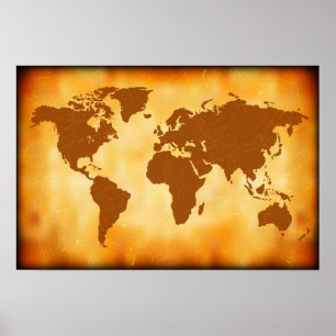 Poster Mapa do mundo do Grunge