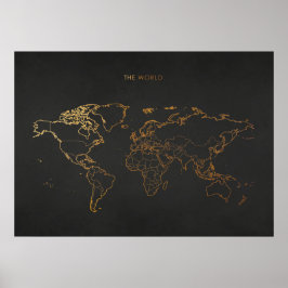 Poster Mapa do Mundo Dourado