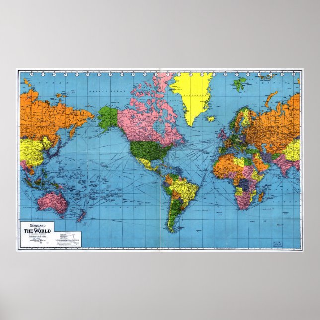 Pôster Mapa do Mundo em 1942 (Frente)