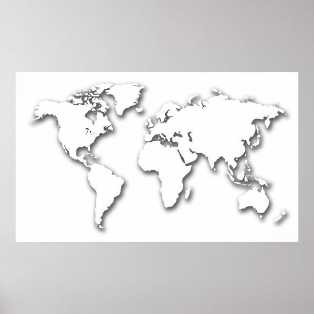 Poster Mapa do Mundo em Branco (Frente)