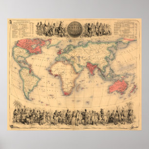 Poster Mapa do mundo que mostra o Império Britânico
