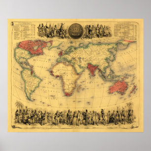 Poster Mapa do mundo que mostra o mapa britânico de