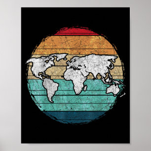 Poster Mapa do Mundo Retroativo