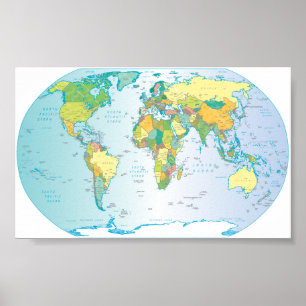 Pôster Mapa do mundo riscado