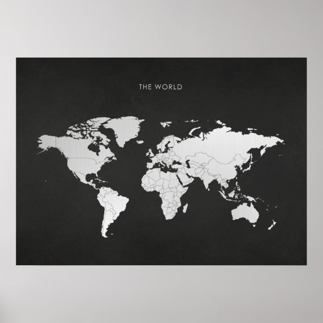 Poster Mapa do Mundo Silver (Frente)