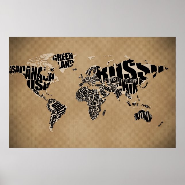 Pôster Mapa do Mundo Tipográfico (Frente)