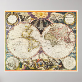 Poster Mapa do Mundo Vintage