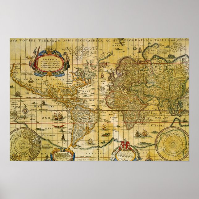 Poster Mapa do Mundo Vintage (Frente)