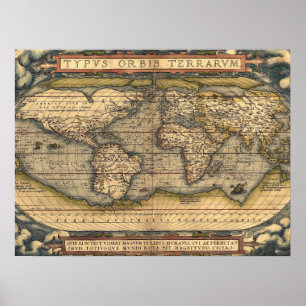 Poster Mapa do Mundo Vintage