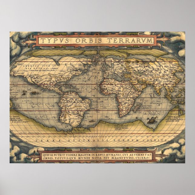 Poster Mapa do Mundo Vintage (Frente)