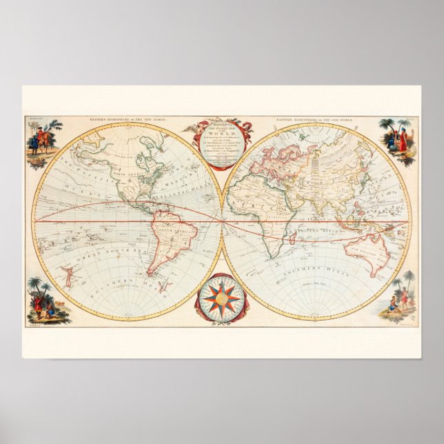 Poster Mapa do Mundo Vintage (Frente)