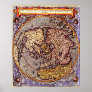 Pôster Mapa do N. Hemisfério 1593