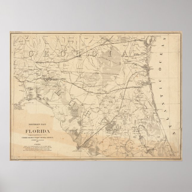 Poster Mapa do norte da Flórida (Frente)