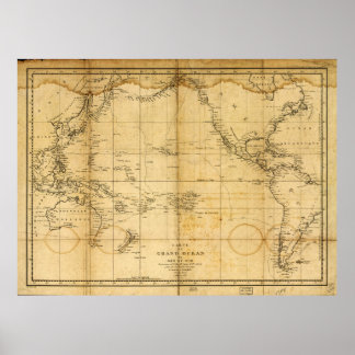 Poster Mapa do Oceano Pacífico (1788)